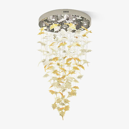 Multicolor Crystal Spiral Maple Leaf Chandelier