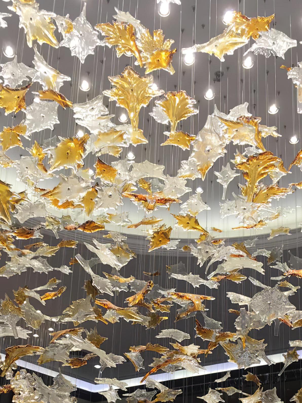 Multicolor Crystal Spiral Maple Leaf Chandelier