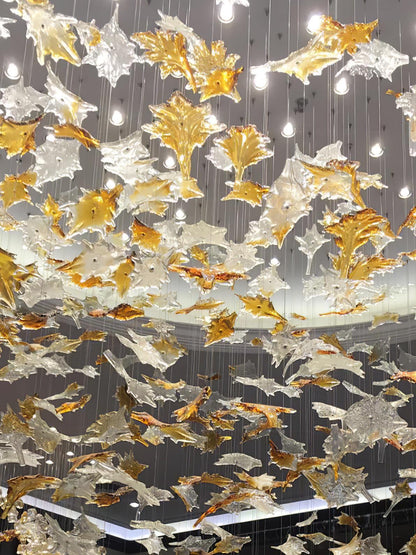 Multicolor Crystal Spiral Maple Leaf Chandelier