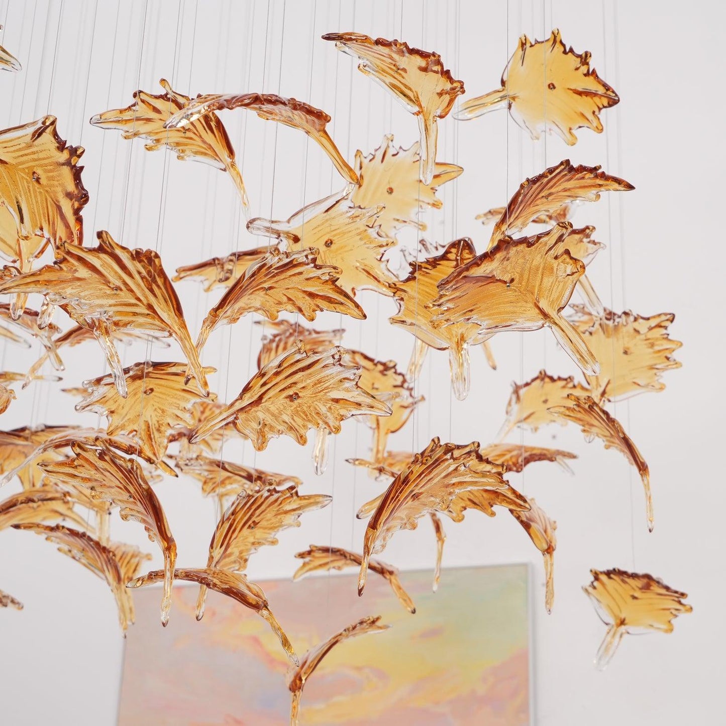 Multicolor Crystal Spiral Maple Leaf Chandelier