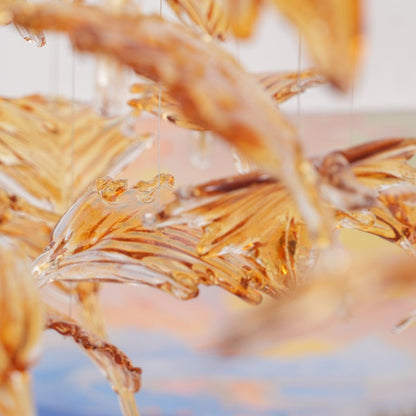 Multicolor Crystal Spiral Maple Leaf Chandelier