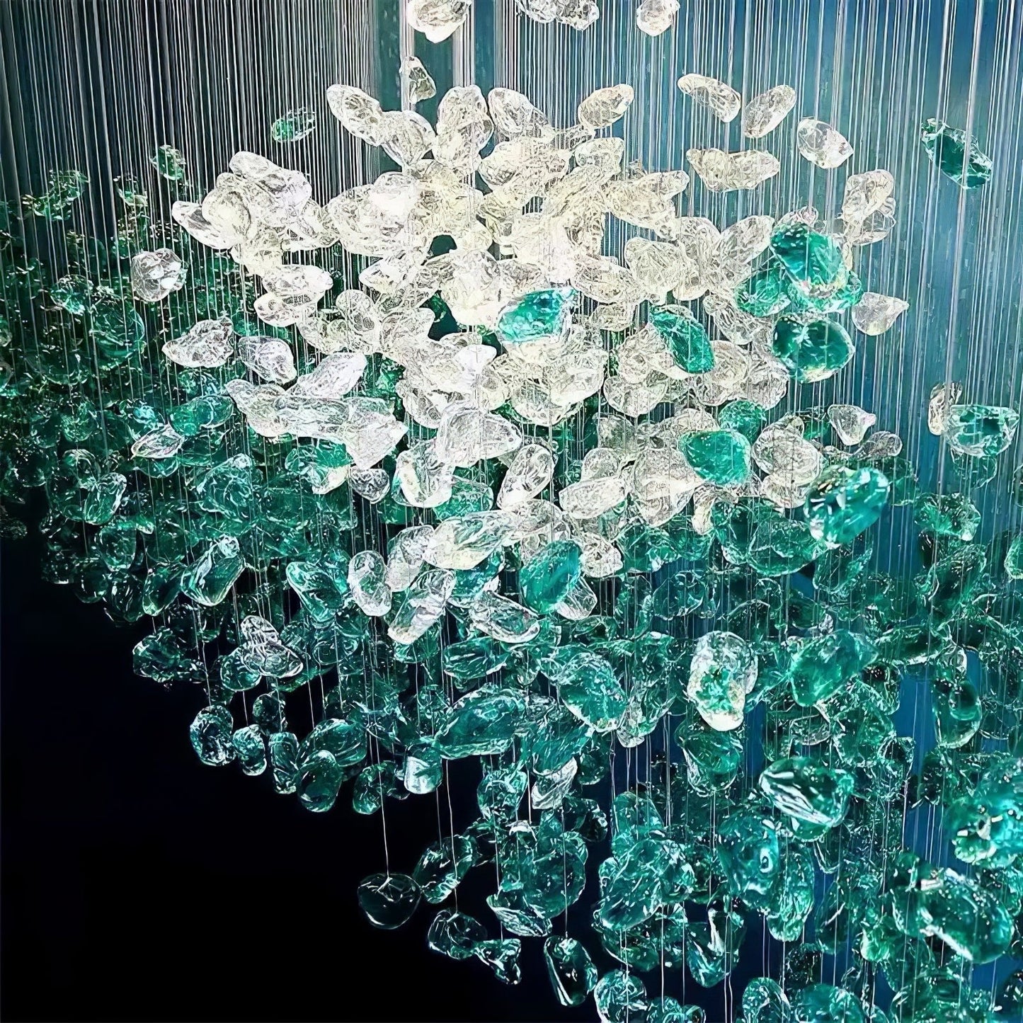 Crystal Stone Crystal Spiral Chandelier