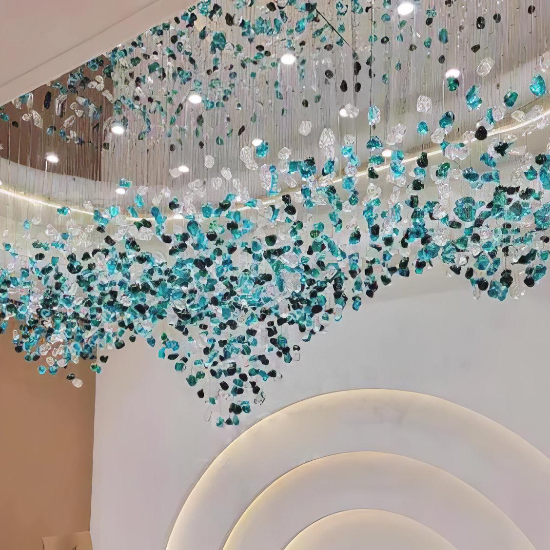 Crystal Stone Crystal Spiral Chandelier
