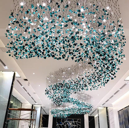 Crystal Stone Crystal Spiral Chandelier