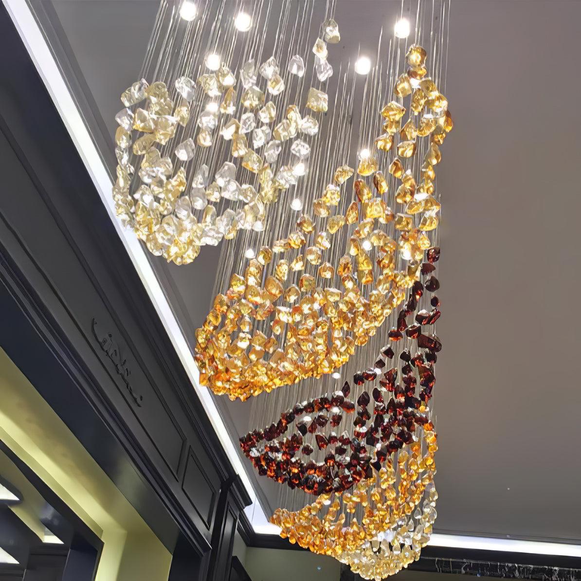 Crystal Stone Crystal Spiral Chandelier