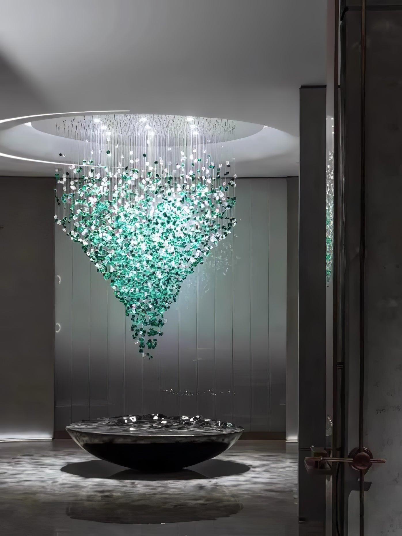Crystal Stone Crystal Spiral Chandelier