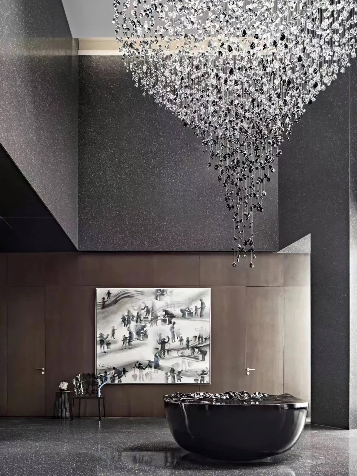 Crystal Stone Crystal Spiral Chandelier