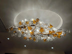 Designer Favorite Brass Branch Chandelier with Artistic Flower Glass for Dining Room Living Room and Kitchen Island