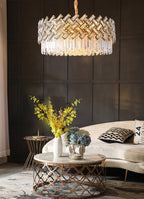 Post-modern Light Luxury Fence Crystal Chandelier Suit for Living/Dining Room
