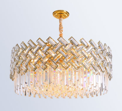 Post-modern Light Luxury Fence Crystal Chandelier Suit for Living/Dining Room