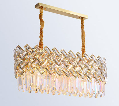 Post-modern Light Luxury Fence Crystal Chandelier Suit for Living/Dining Room