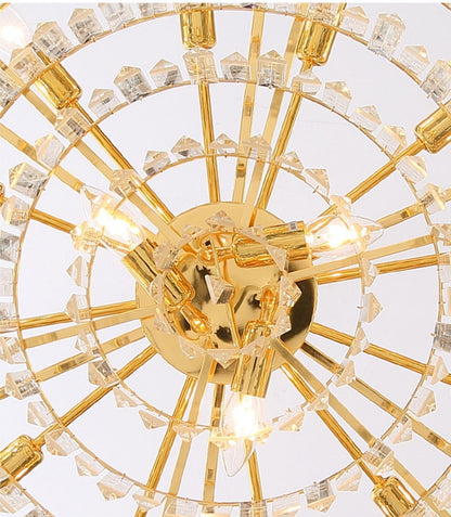 Post-modern Light Luxury Fence Crystal Chandelier Suit for Living/Dining Room