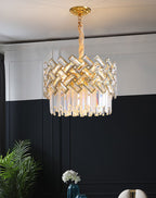 Post-modern Light Luxury Fence Crystal Chandelier Suit for Living/Dining Room