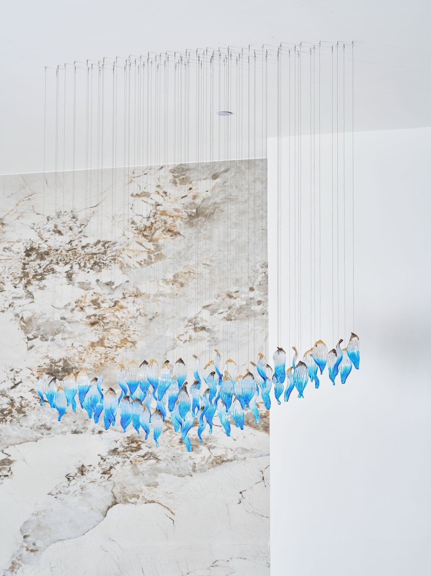 Galaxy Ocean Drift Blown Glass Crystal Spiral Chandelier