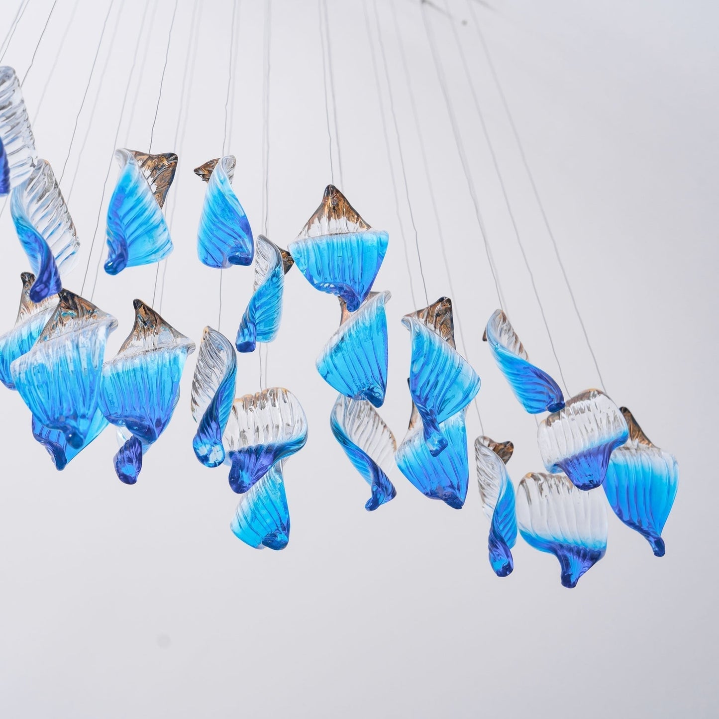 Galaxy Ocean Drift Blown Glass Crystal Spiral Chandelier