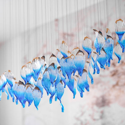 Galaxy Ocean Drift Blown Glass Crystal Spiral Chandelier
