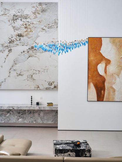 Galaxy Ocean Drift Blown Glass Crystal Spiral Chandelier