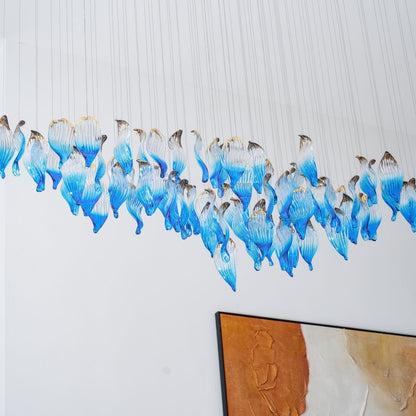 Galaxy Ocean Drift Blown Glass Crystal Spiral Chandelier