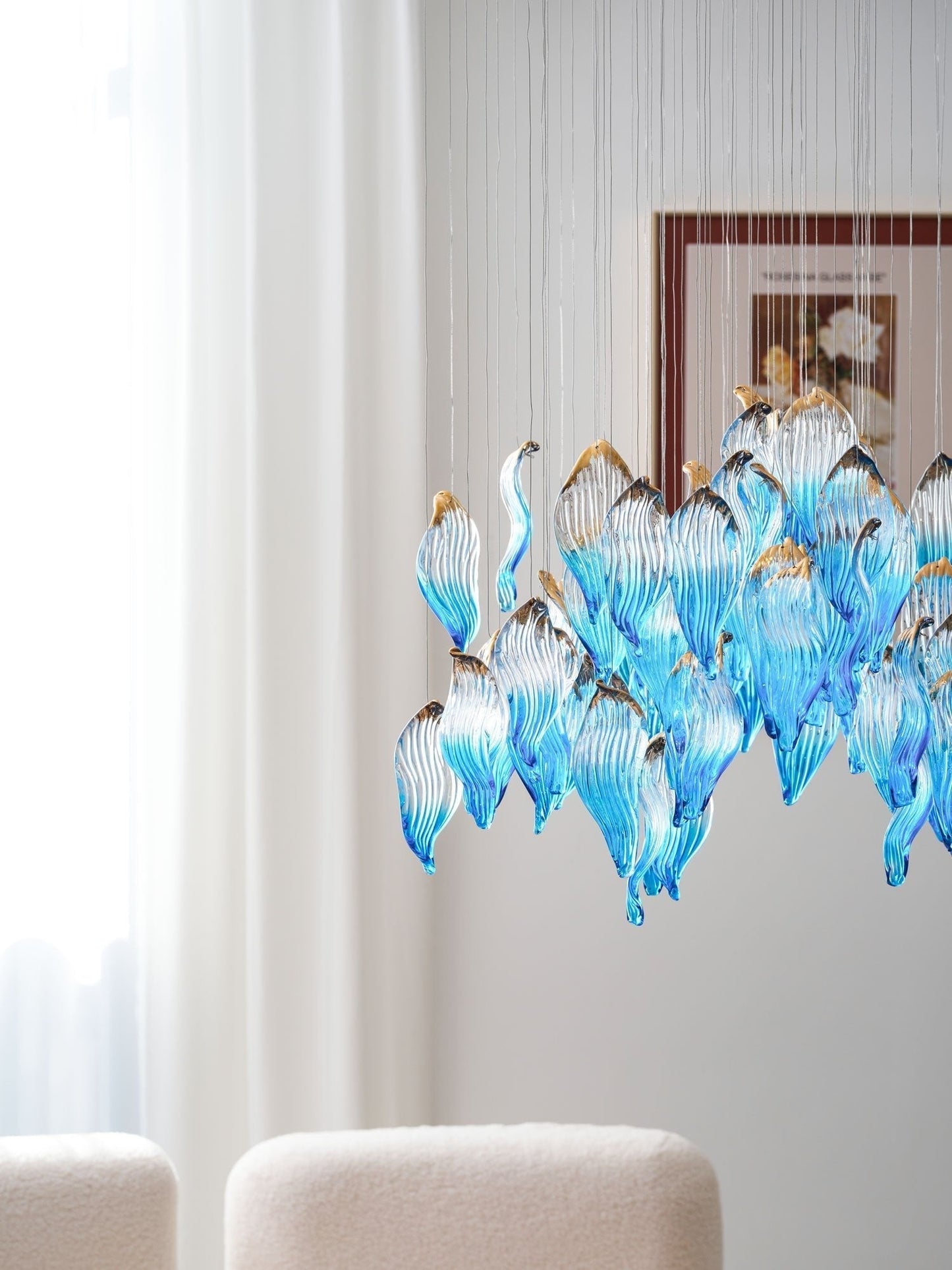 Galaxy Ocean Drift Blown Glass Crystal Spiral Chandelier