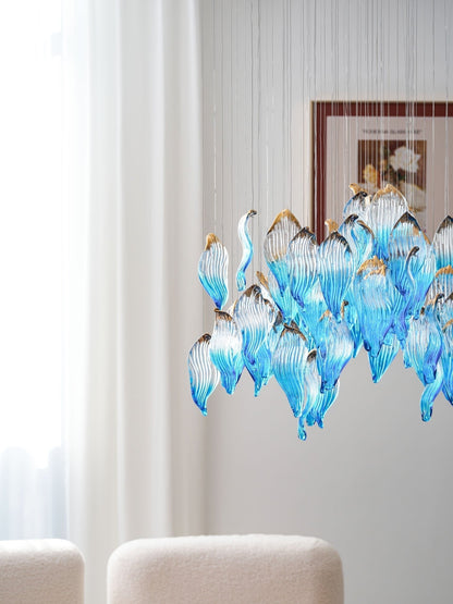 Galaxy Ocean Drift Blown Glass Crystal Spiral Chandelier