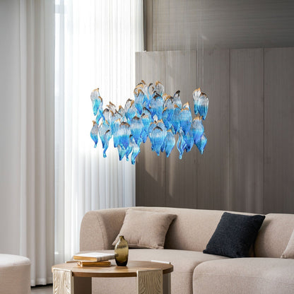 Galaxy Ocean Drift Blown Glass Crystal Spiral Chandelier