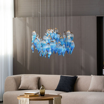 Galaxy Ocean Drift Blown Glass Crystal Spiral Chandelier