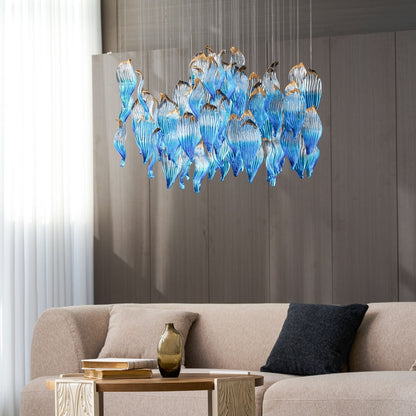 Galaxy Ocean Drift Blown Glass Crystal Spiral Chandelier