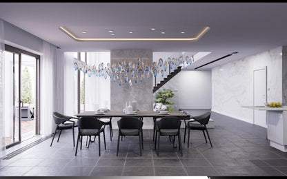 Galaxy Ocean Drift Blown Glass Crystal Spiral Chandelier