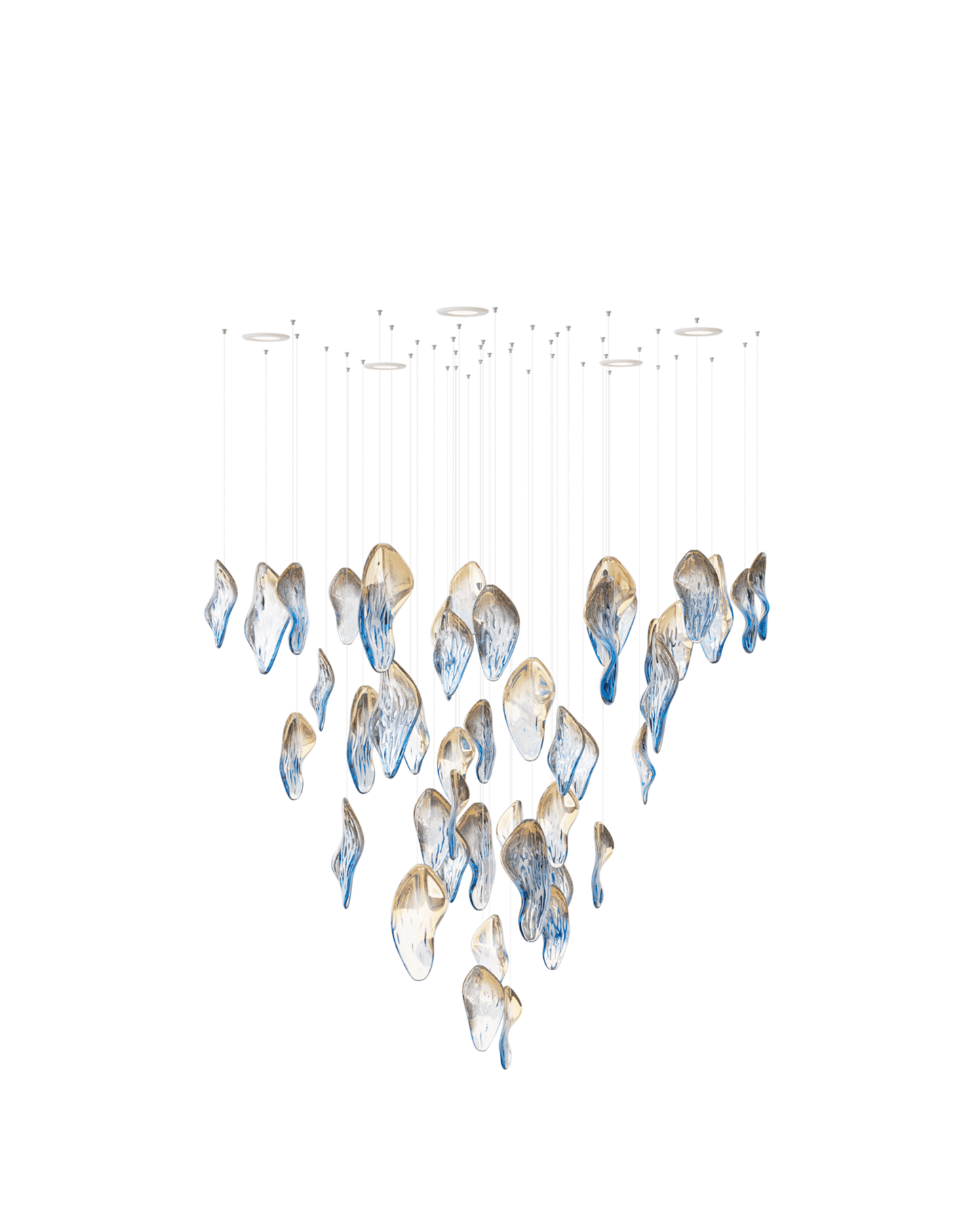 Galaxy Ocean Drift Blown Glass Crystal Spiral Chandelier