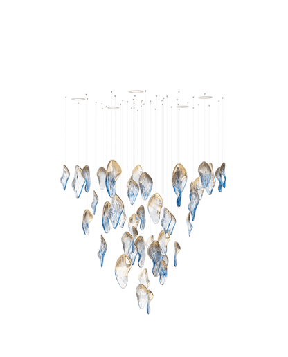 Galaxy Ocean Drift Blown Glass Crystal Spiral Chandelier