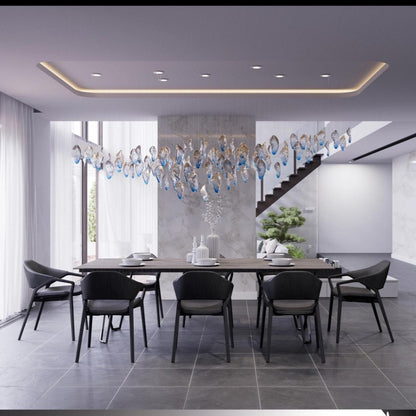 Galaxy Ocean Drift Blown Glass Crystal Spiral Chandelier