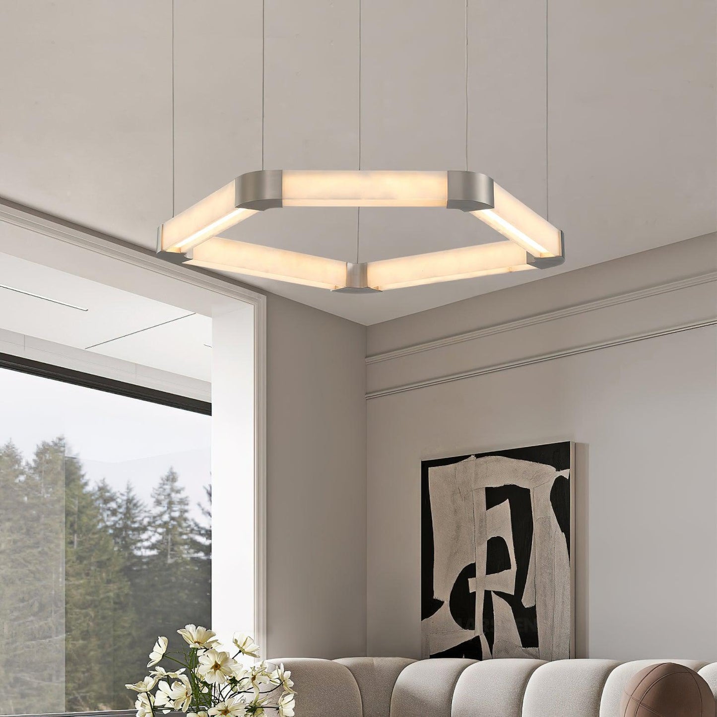 Ola Single Alabaster Ring Chandelier