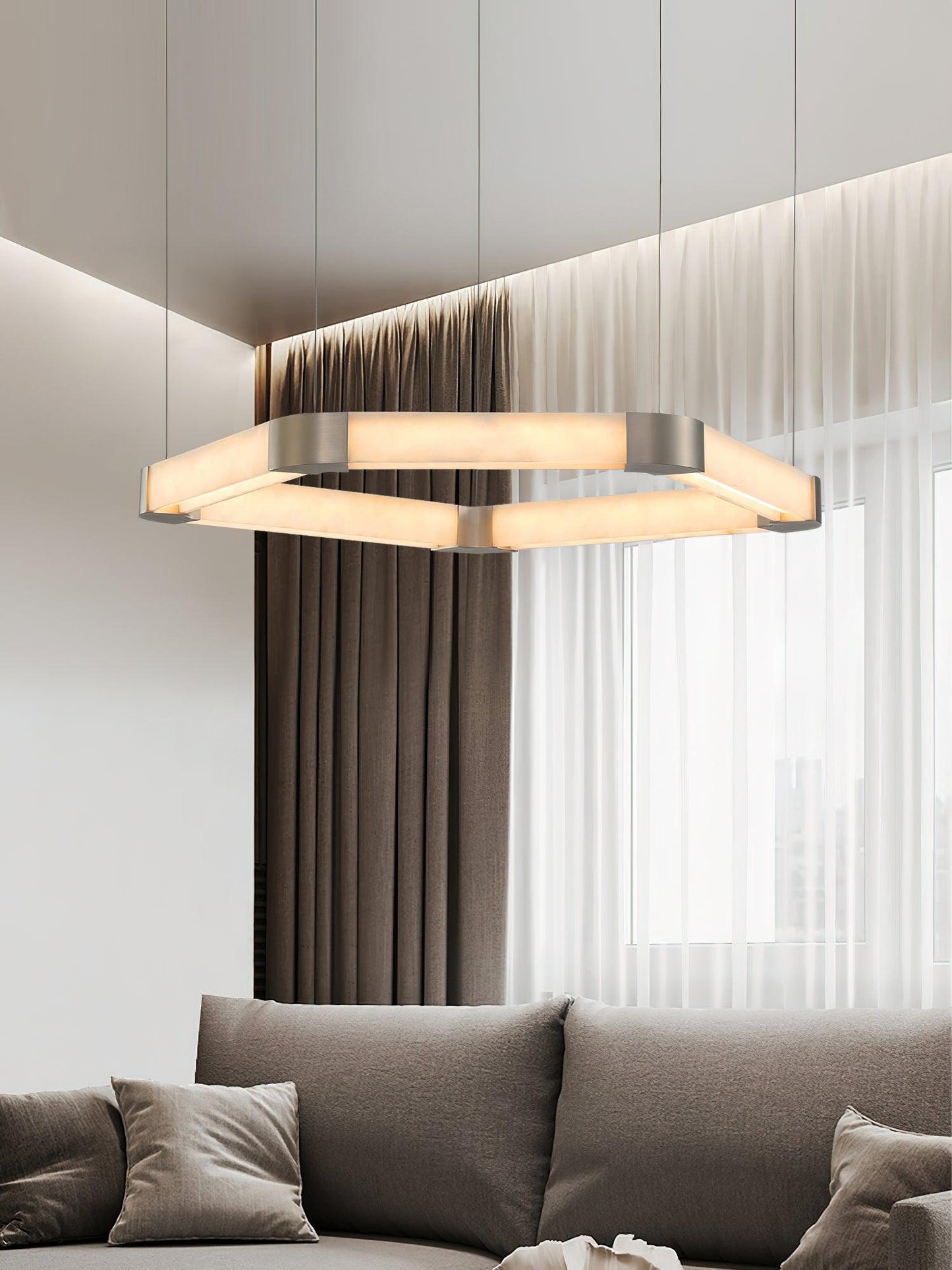 Ola Single Alabaster Ring Chandelier