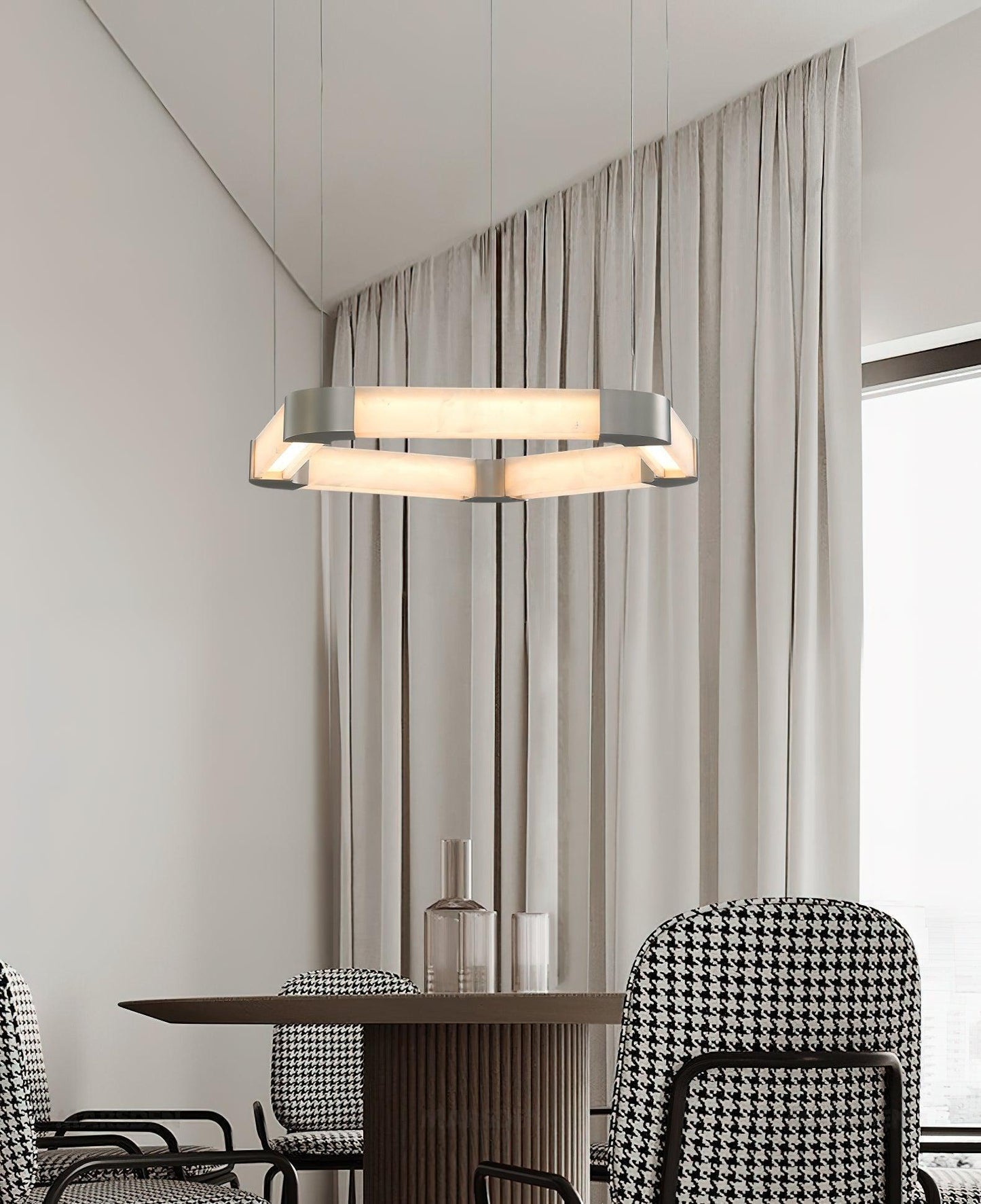 Ola Single Alabaster Ring Chandelier