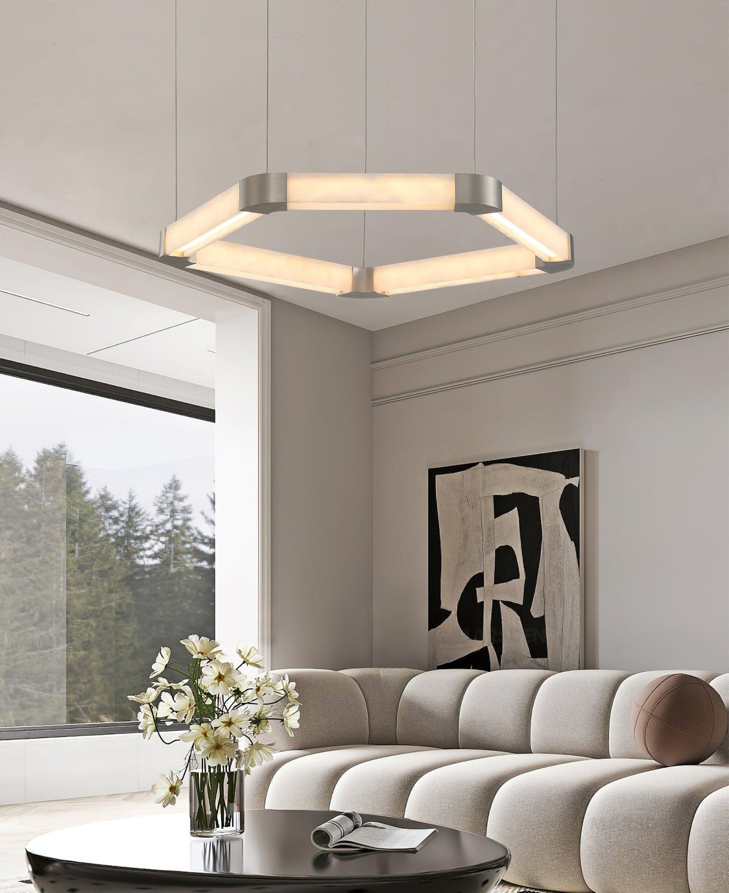 Ola Single Alabaster Ring Chandelier