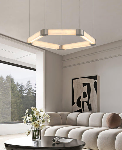 Ola Single Alabaster Ring Chandelier