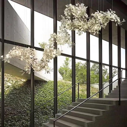Modern Porcelain Ginkgo Branch Chandelier