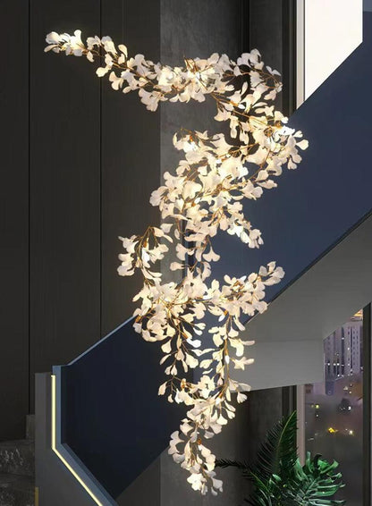 Modern Porcelain Ginkgo Branch Chandelier