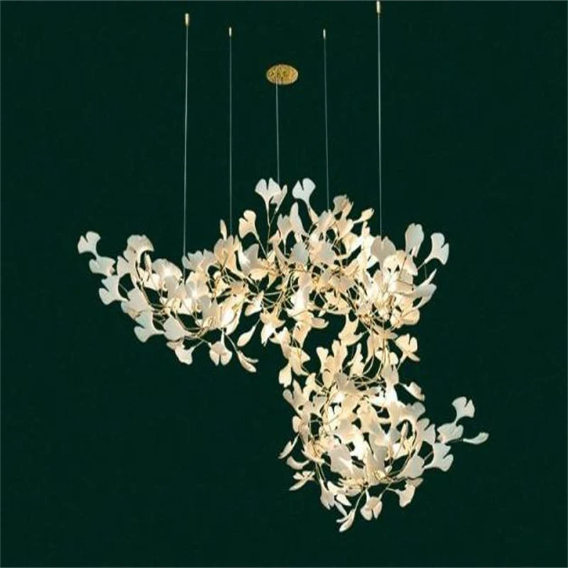 Modern Porcelain Ginkgo Branch Chandelier