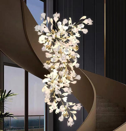 Modern Porcelain Ginkgo Branch Chandelier