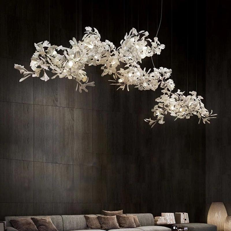 Modern Porcelain Ginkgo Branch Chandelier