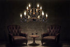 Multi Layer Iron Chandelier with Electronic Candles in Vintage Country Style for Living Room Cafe and Study