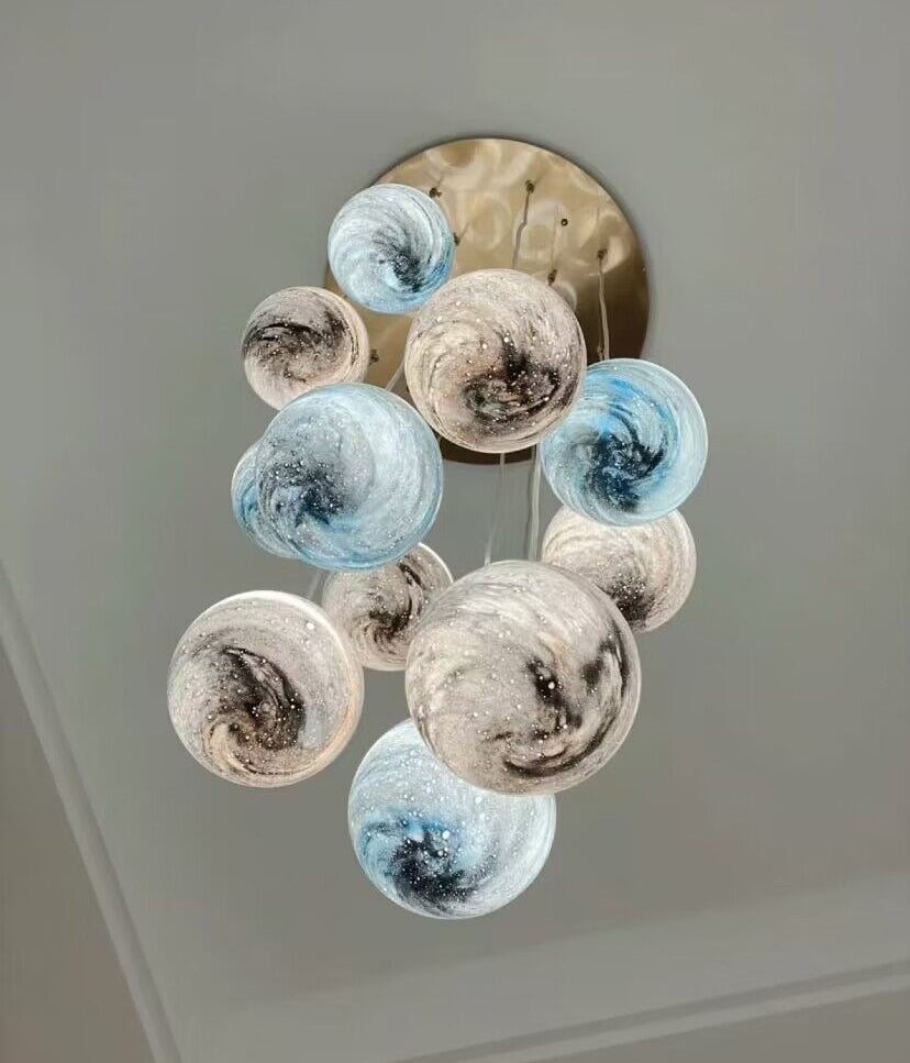 Nordic Planet Creative Long Ball Pendant Chandelier Staircase Foyer