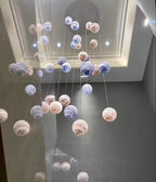 Nordic Planet Creative Long Ball Pendant Chandelier Staircase Foyer