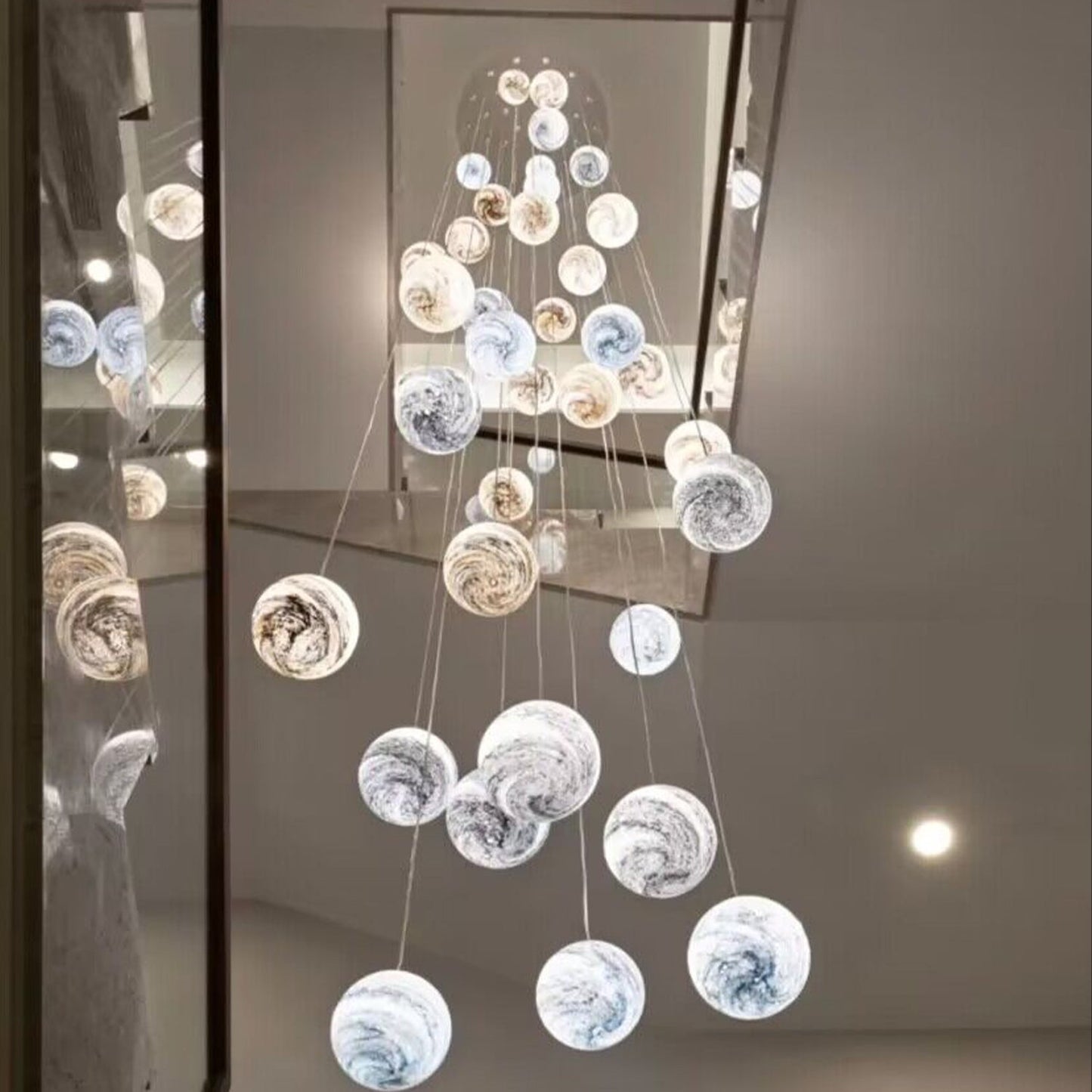 Nordic Planet Creative Long Ball Pendant Chandelier Staircase Foyer