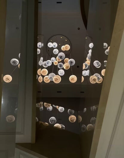Nordic Planet Creative Long Ball Pendant Chandelier Staircase Foyer