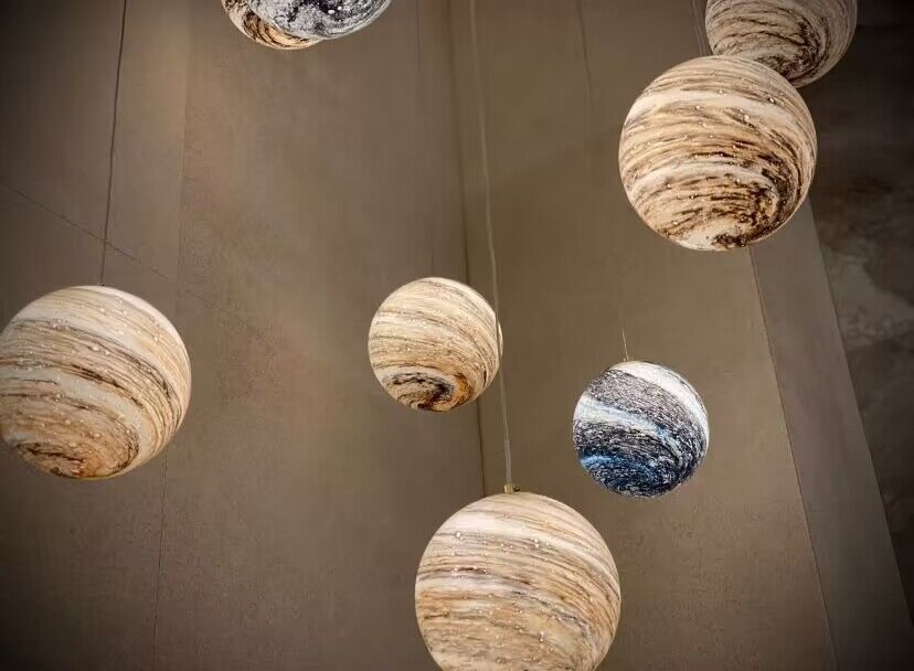 Nordic Planet Creative Long Ball Pendant Chandelier Staircase Foyer