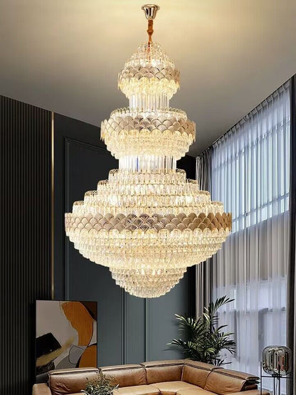 Extra Large Multi-layers Gold Luxury Crystal Chandelier Modern Empire Decrative Crystal Light For Living Room/Foyer/Staircase