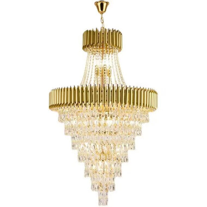 Extra Large Modern Multi-layers Gold/Black Light Luxury Crystal Chandelier For 2-Story Living Room,Foyer