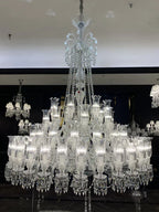 Multi Layer Chrome Crystal Chandelier in French Style with Romantic Branch Flowers for Grand Hallway and Staircase